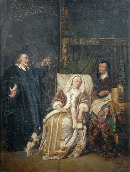 The Doctor's Visit (after Gabriel Metsu) Oil Painting by Pieter Cornelisz van Slingeland