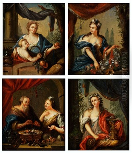 Die Vier Jahreszeiten (4 Works) Oil Painting by Pieter Cornelisz van Slingeland