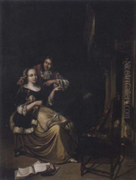 Den Omusikaliska Hunden Oil Painting by Pieter Cornelisz van Slingeland