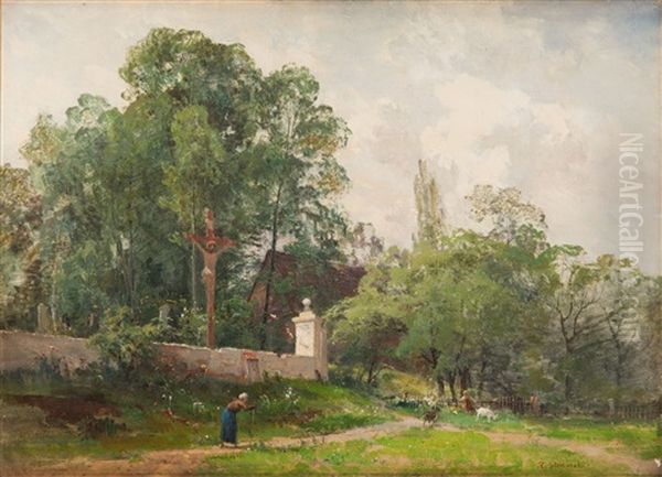 Landscape With A Local Church Oil Painting by Robert Sliwinsky