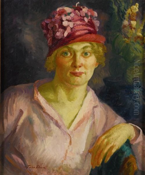 Blonde, Rose Hat Oil Painting by John French Sloan