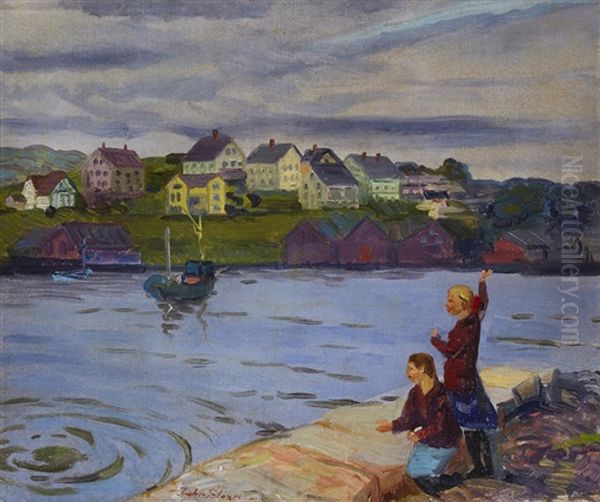 Girls Throwing Stones Oil Painting by John French Sloan