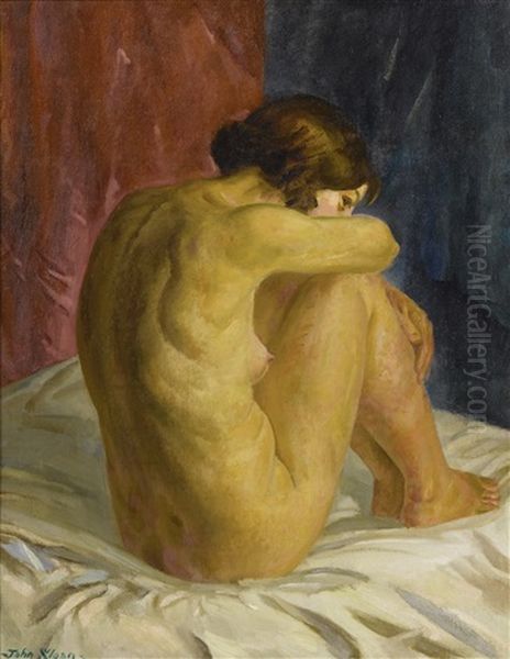 Nude Glancing Back Oil Painting by John French Sloan