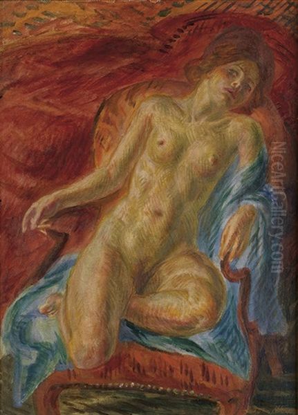 Female Nude On A Chair Oil Painting by John French Sloan