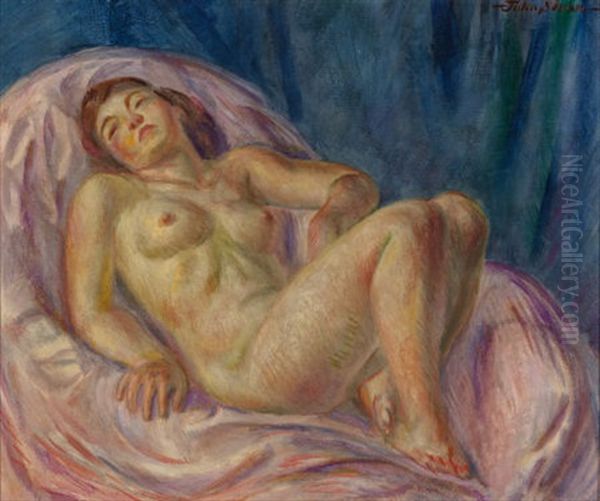 Nude, Rose And Lavender Oil Painting by John French Sloan