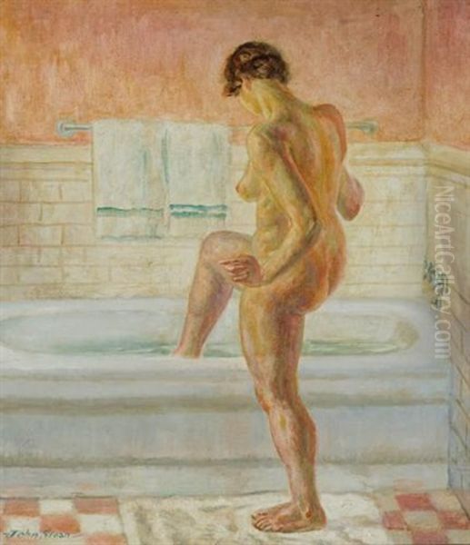 Woman Entering Bath Oil Painting by John French Sloan