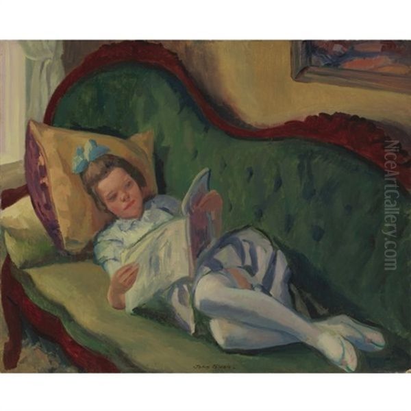 Young Girl Reading, Gloucester Oil Painting by John French Sloan