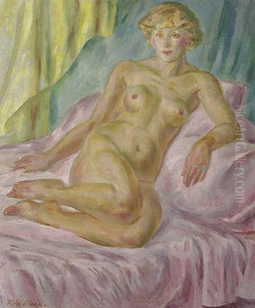 Blonde Nude, Lavender And Yellow Oil Painting by John French Sloan