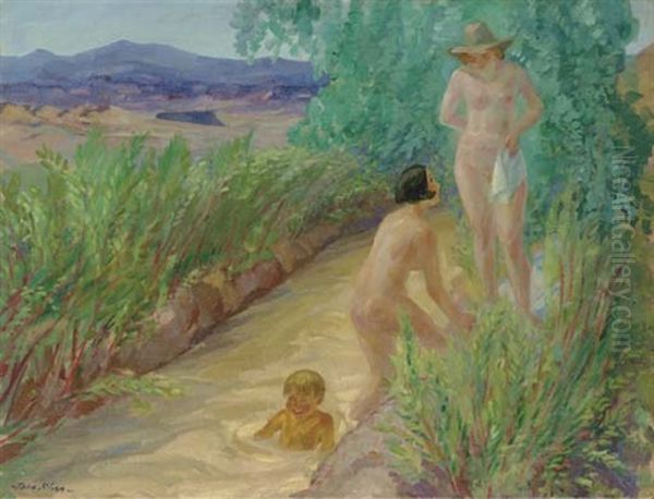 Bathers In The Acequia Madre Oil Painting by John French Sloan