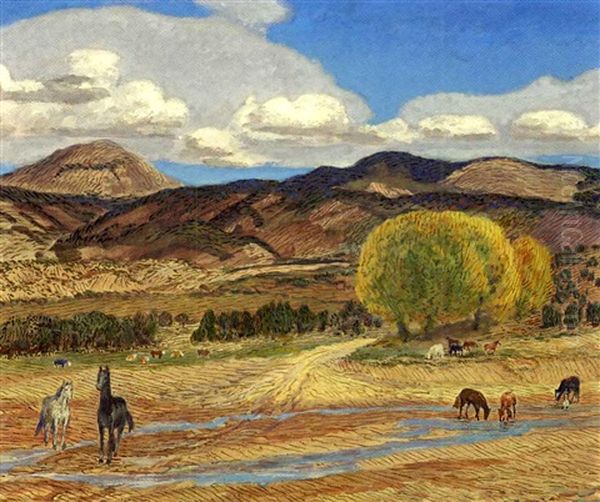 Tesuque Reservation Oil Painting by John French Sloan