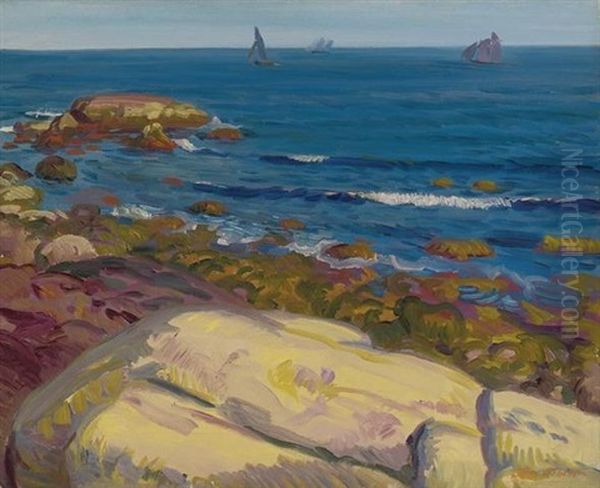 Blonde Rock And Blue Sea Oil Painting by John French Sloan