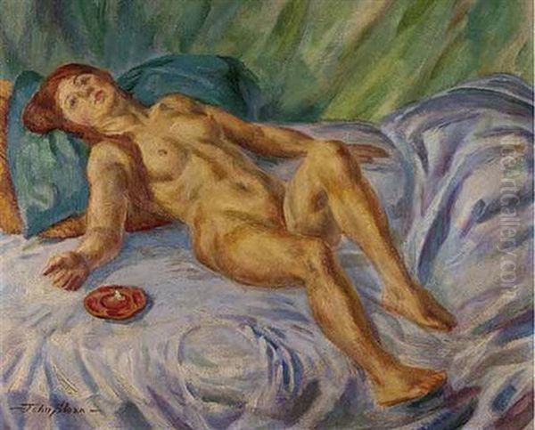 Nude With Red Ashtray Oil Painting by John French Sloan