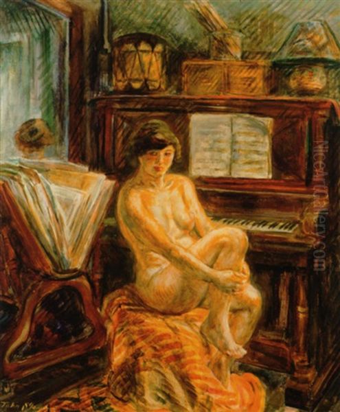 Nude At Piano Oil Painting by John French Sloan