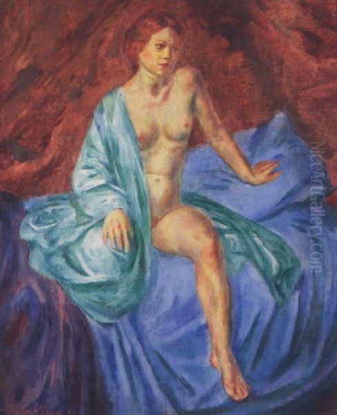 Nude In An Interior Oil Painting by John French Sloan