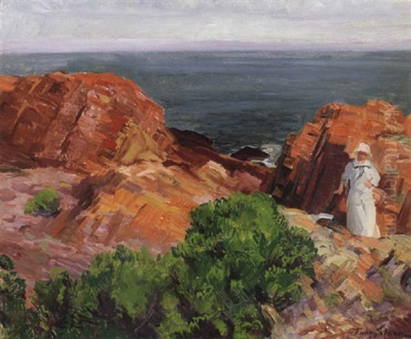 Dolly In White, Rocks And Sea Oil Painting by John French Sloan