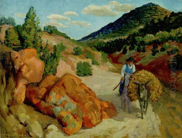 Burro With Load Of Wood, Arroyo Oil Painting by John French Sloan