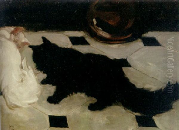 Green's Cats Oil Painting by John French Sloan