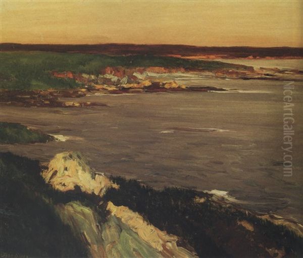 The Lookout - Green And Orange Cliffs, Gloucester Oil Painting by John French Sloan