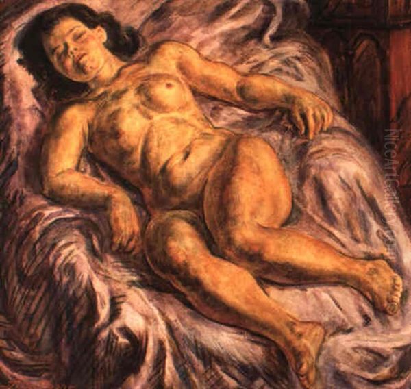 Sleeping Nude On Lavender by John French Sloan