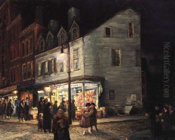 Bleecker Street, Saturday Night Oil Painting by John French Sloan