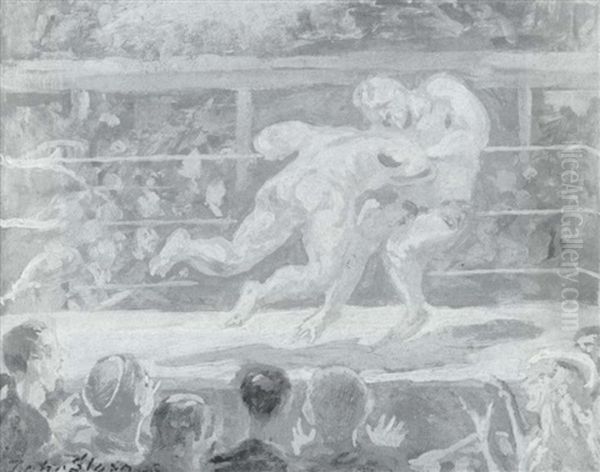 Wrestlers, Santa Fe Oil Painting by John French Sloan