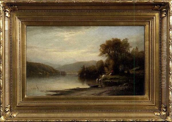 Landscape With Mountain Lake Oil Painting by Junius R. Sloan