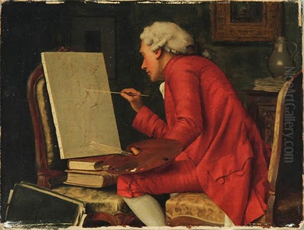 Cardinal At His Desk And Artist At Work: Two Works Oil Painting by George Sloane