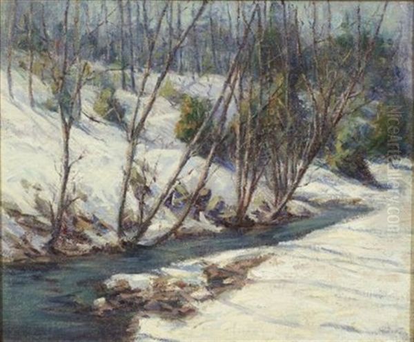 Winter Stream Oil Painting by Marian Parkhurst Sloane