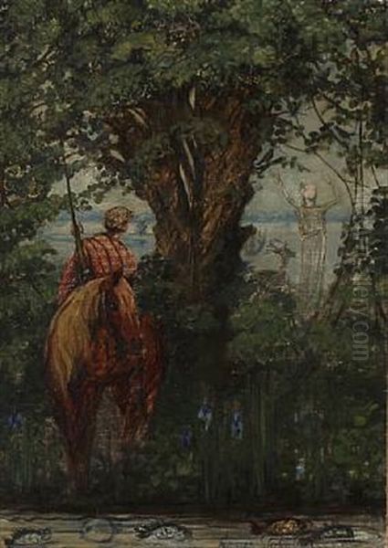 Hr. Oluf Han Rider Sa Vide Om Land Oil Painting by Agnes Slott-Moller