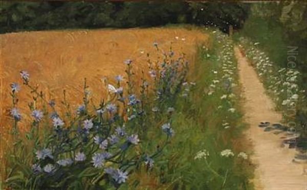 Summer Day At A Field Oil Painting by Agnes Slott-Moller