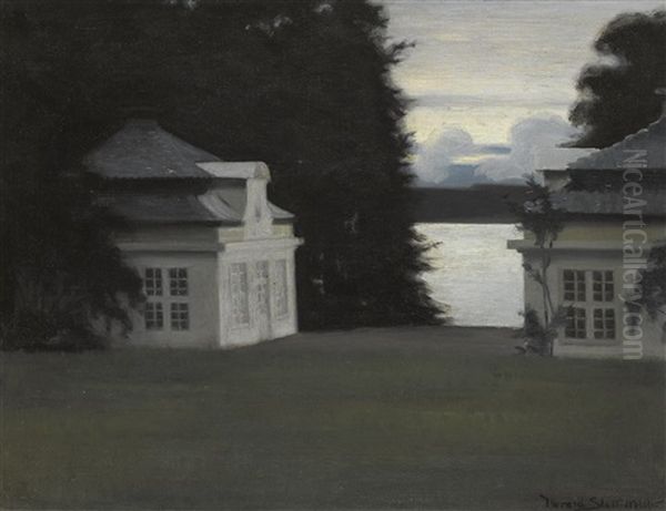 The Eremitage Pavilions In The Royal Gardens At Fredensborg Oil Painting by Harald Slott-Moller