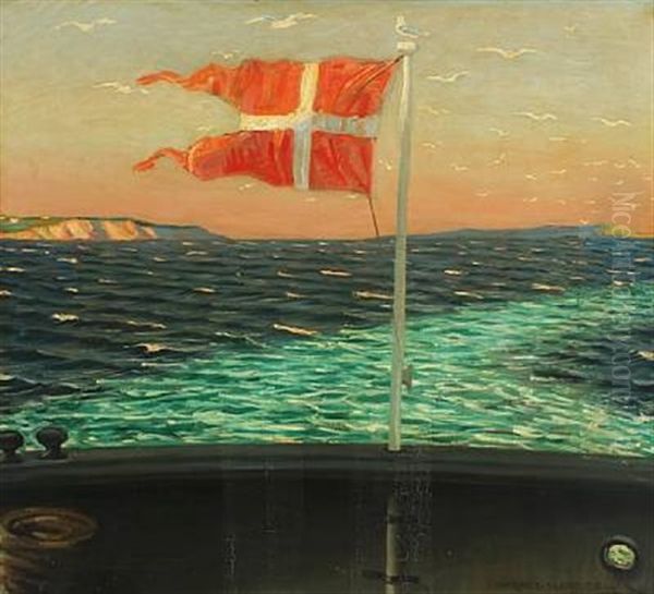 Flaget Oil Painting by Harald Slott-Moller