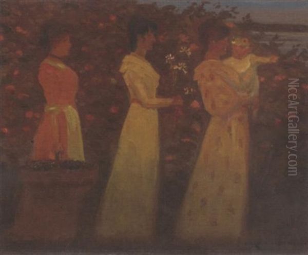 The Garden Procession Oil Painting by Harald Slott-Moller