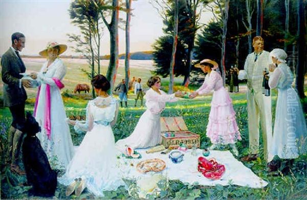 The Afternoon Picnic Oil Painting by Harald Slott-Moller