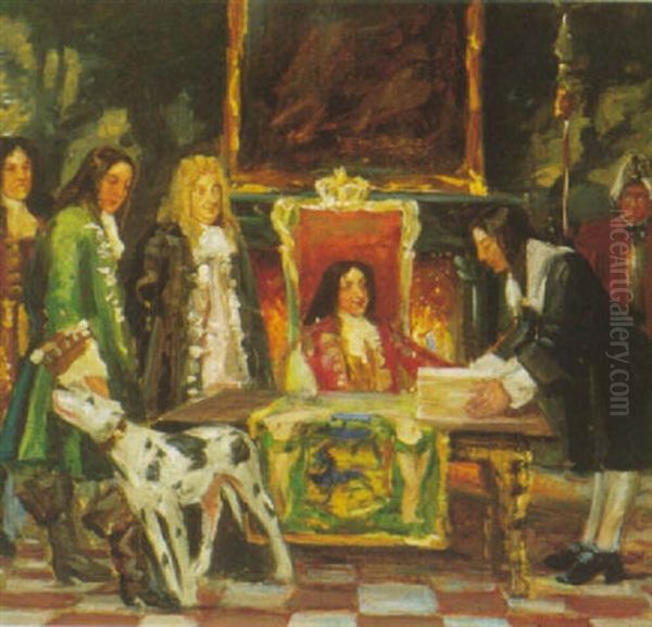 Ved Kongens Hof Oil Painting by Harald Slott-Moller