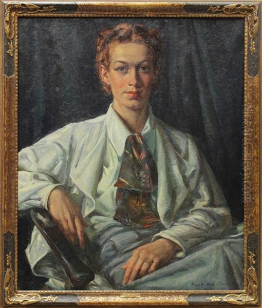 Portrait Of Miss. P. G. Oil Painting by Frank Joseph van Sloun