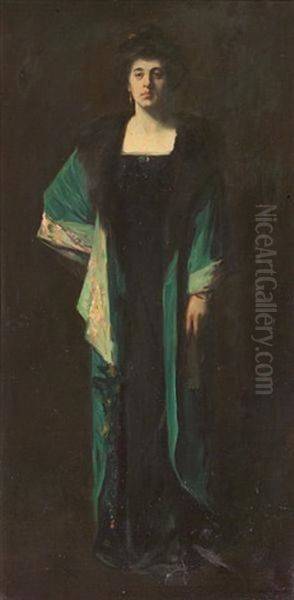 Portrait Of Mrs. Earl Cummings Oil Painting by Frank Joseph van Sloun