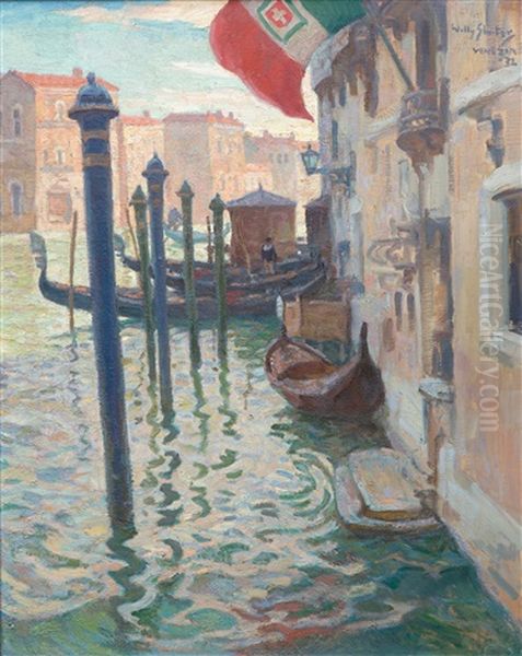 A Canal In Venice Oil Painting by Willy Sluijter