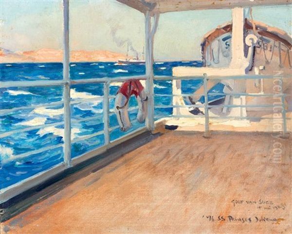 Golf Van Suez, Ss Prinses Juliana Oil Painting by Willy Sluijter