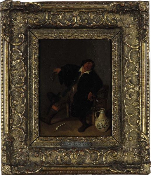 A Jolly Peasant Oil Painting by Richard Brakenburgh