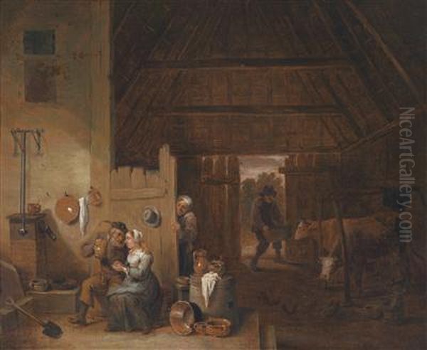 Two Peasant Interiors Oil Painting by Richard Brakenburgh