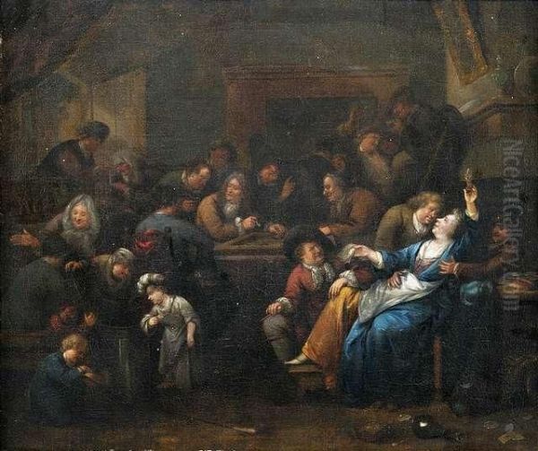 Merry Making In A Tavern. Oil Painting by Richard Brakenburgh