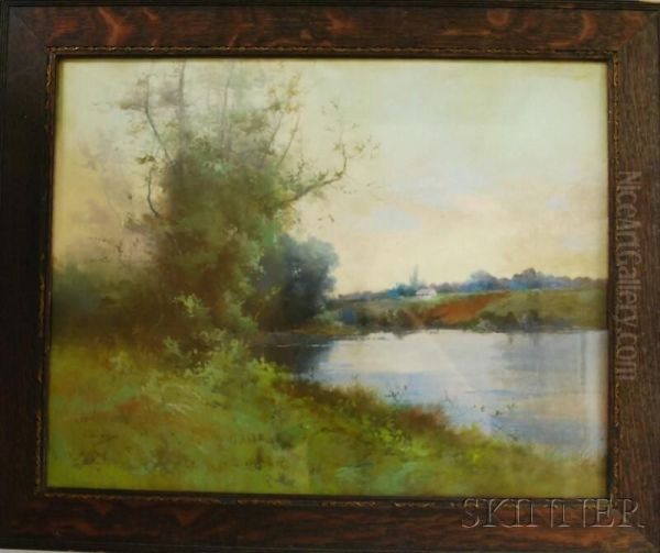 Landscape With River Oil Painting by Clarence E. Braley