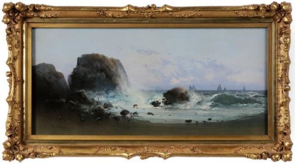 Rocky Coast Oil Painting by Clarence E. Braley