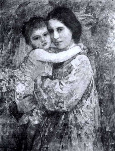 Mother And Child Oil Painting by Florence Veric Hardy Small