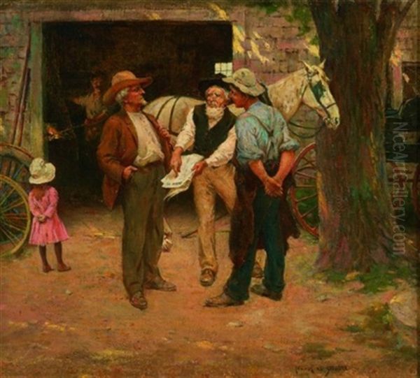 Discussing The Politics Of The Day Oil Painting by Frank Otis Small