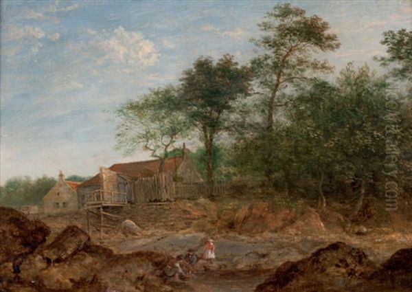 Paysage Aux Enfants Oil Painting by William Small