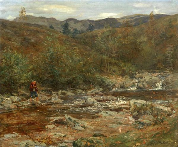 Highland Trout Stream Oil Painting by William Small