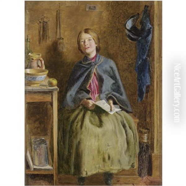 A Maid Learning To Read Oil Painting by Frederick Smallfield