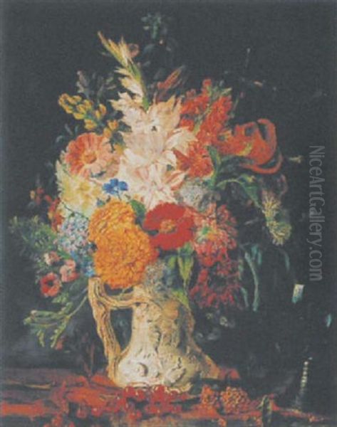 Stilleben Mit Blumen Und Romer Oil Painting by Frederick Smallfield